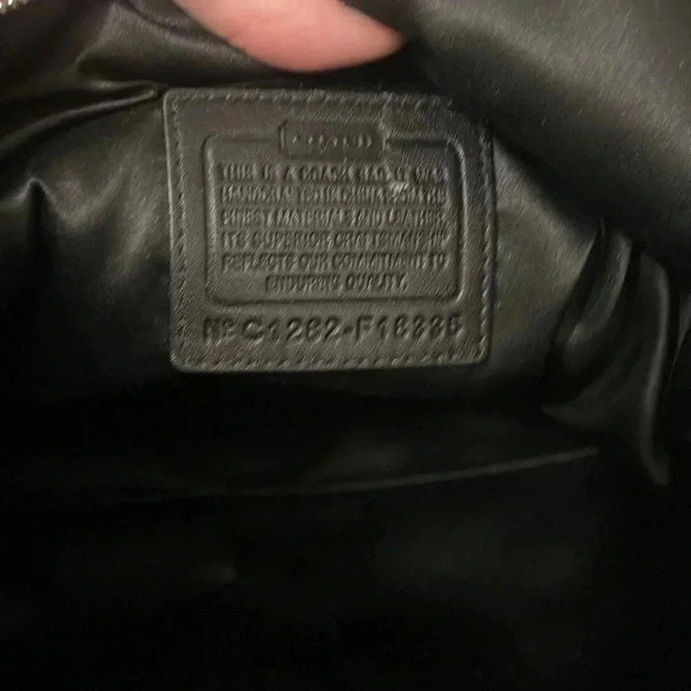 COACH Black Signature Canvas Patent Laura Tote Handbag Purse Y2K